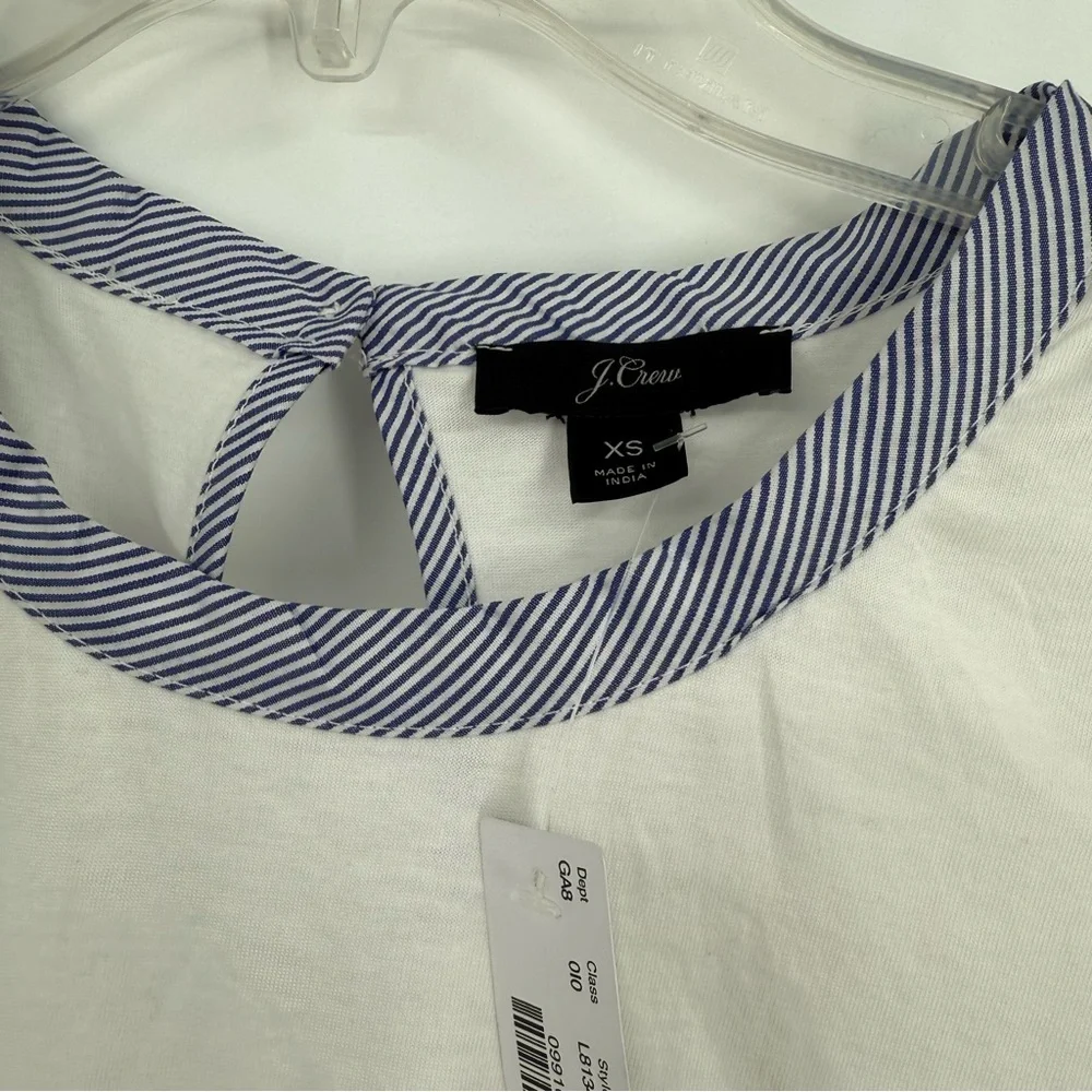 J. Crew Peplum Tulip-back Top size XS Blue White Stripe NWT Sleeveless